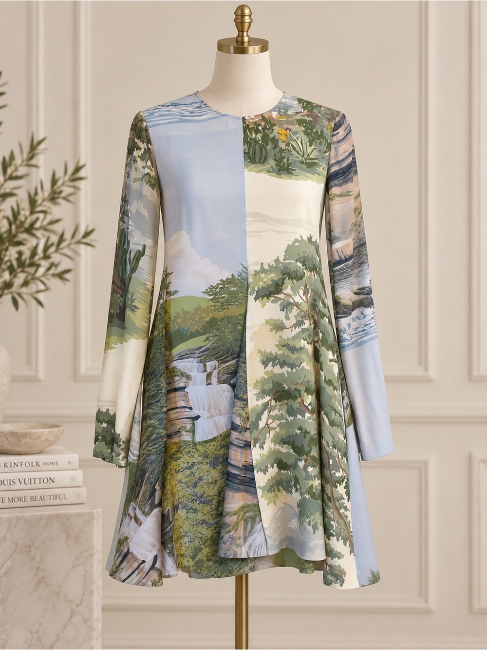 Auth Stella McCartney Landscape Graphic Art Mini Dress IT 44 / US 8 Medium